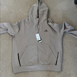 Adidas Taupe Full-Zip Hoodie size Large